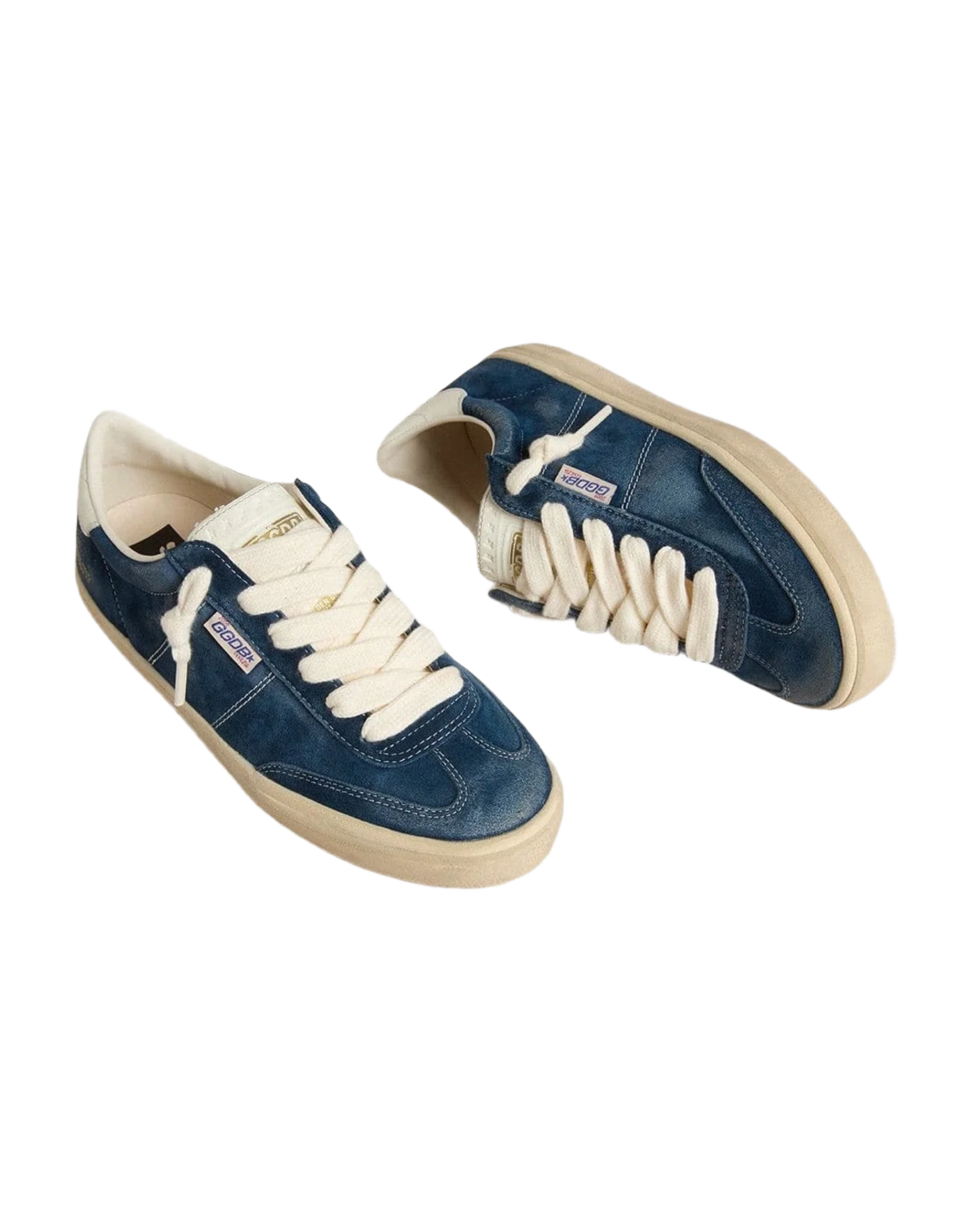 Women | Soul Star Blue Suede with White Leather Heel Tab | Blue x Milk