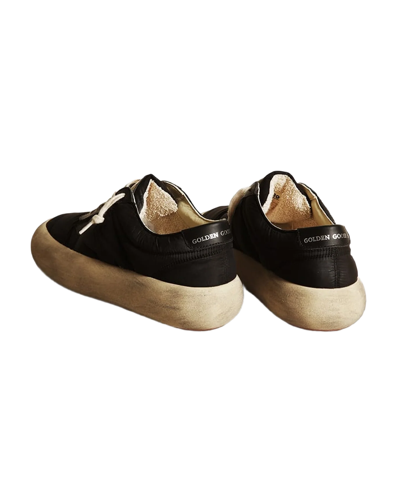 Women | Space-Star Shoes Black Nylon with Black Leather Star & Heel Tab | Black - Image 4