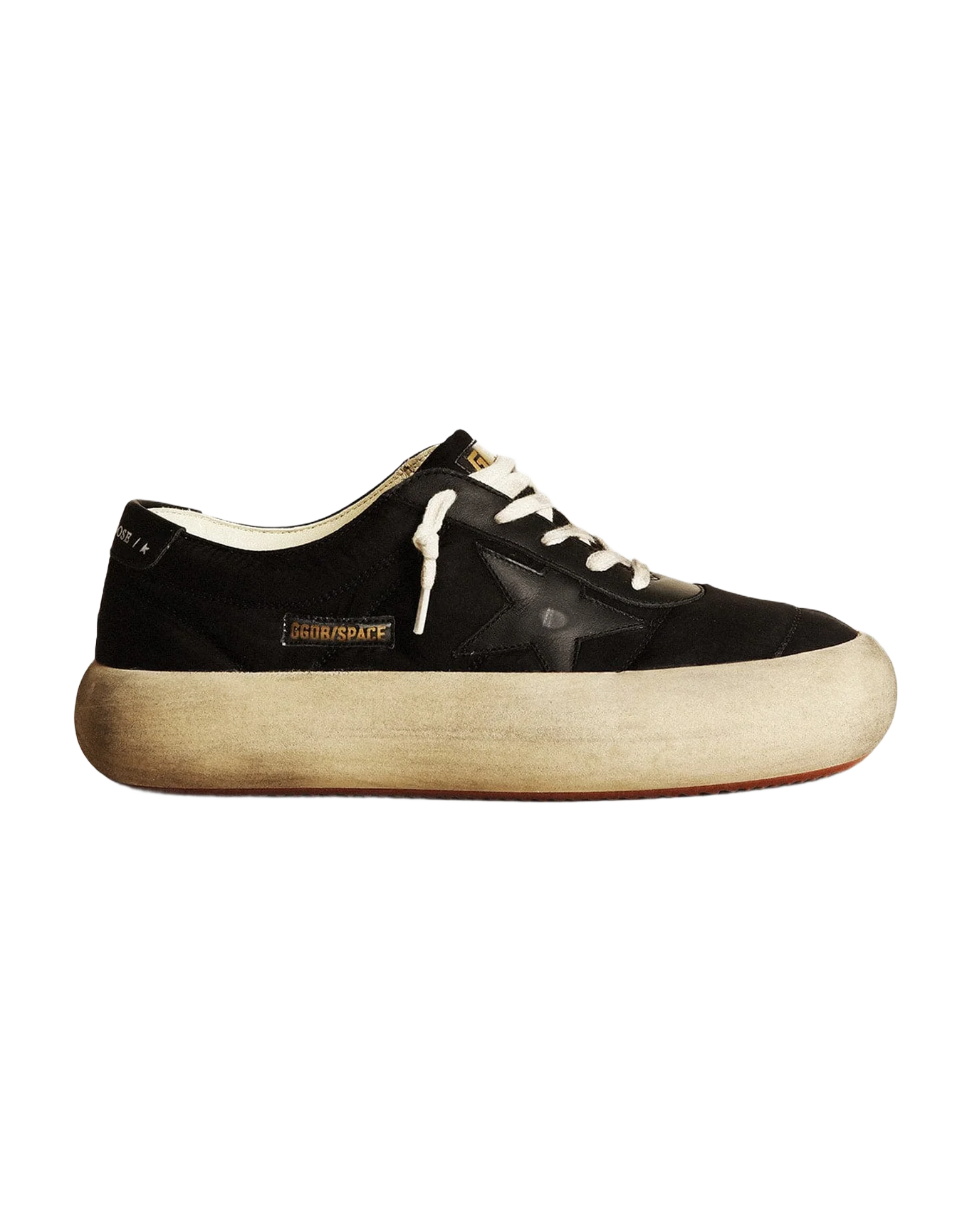 Women | Space-Star Shoes Black Nylon with Black Leather Star & Heel Tab | Black - Image 7