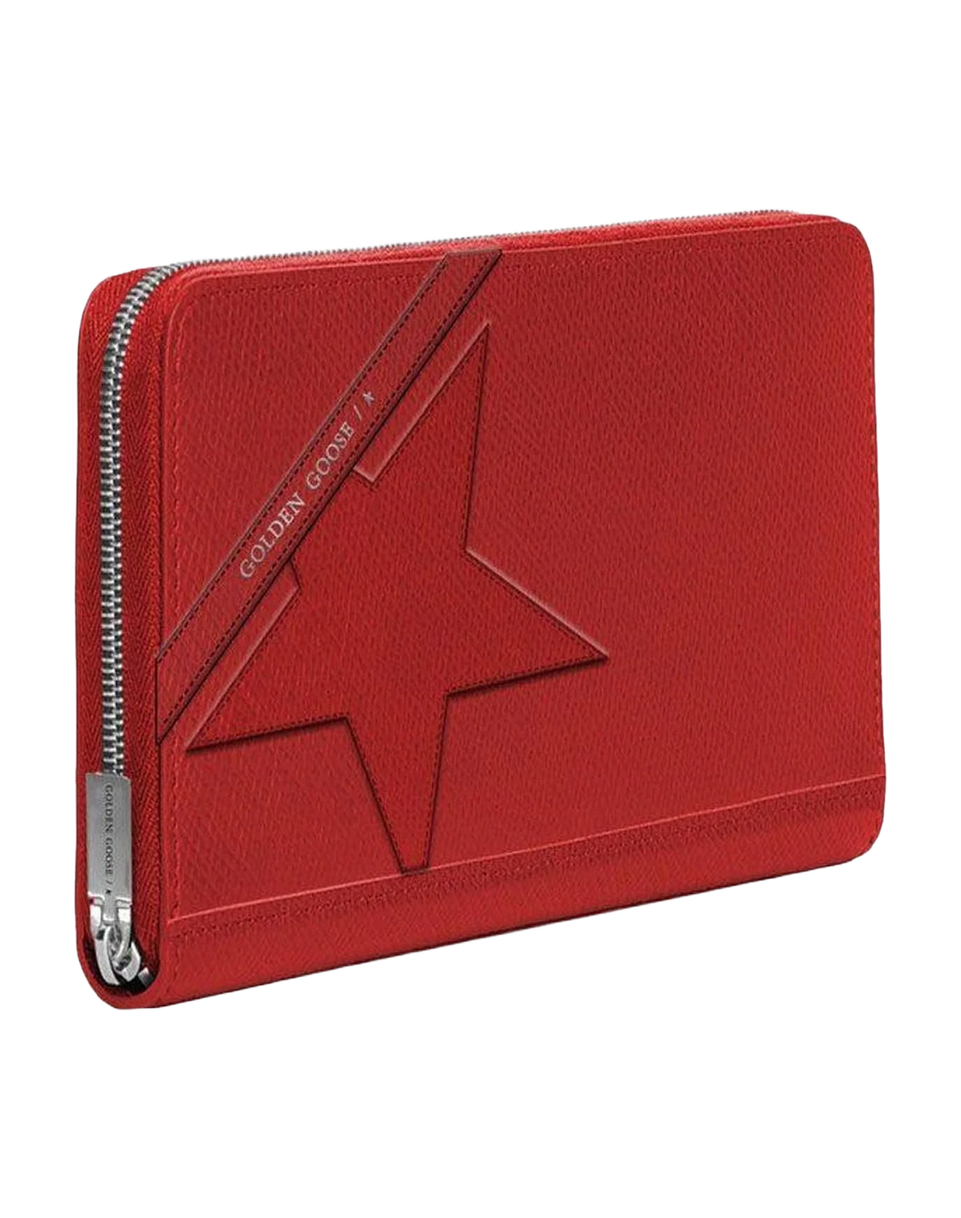 Women | Star Medium Zipped Around Hammered Red Leather | Rosso Malboro
