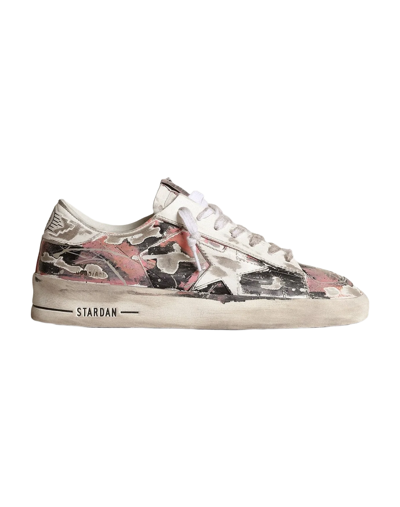 Women | Stardan Lab Leather with All-Over Paint Splatters | Pink x Black x Cream Over Painted