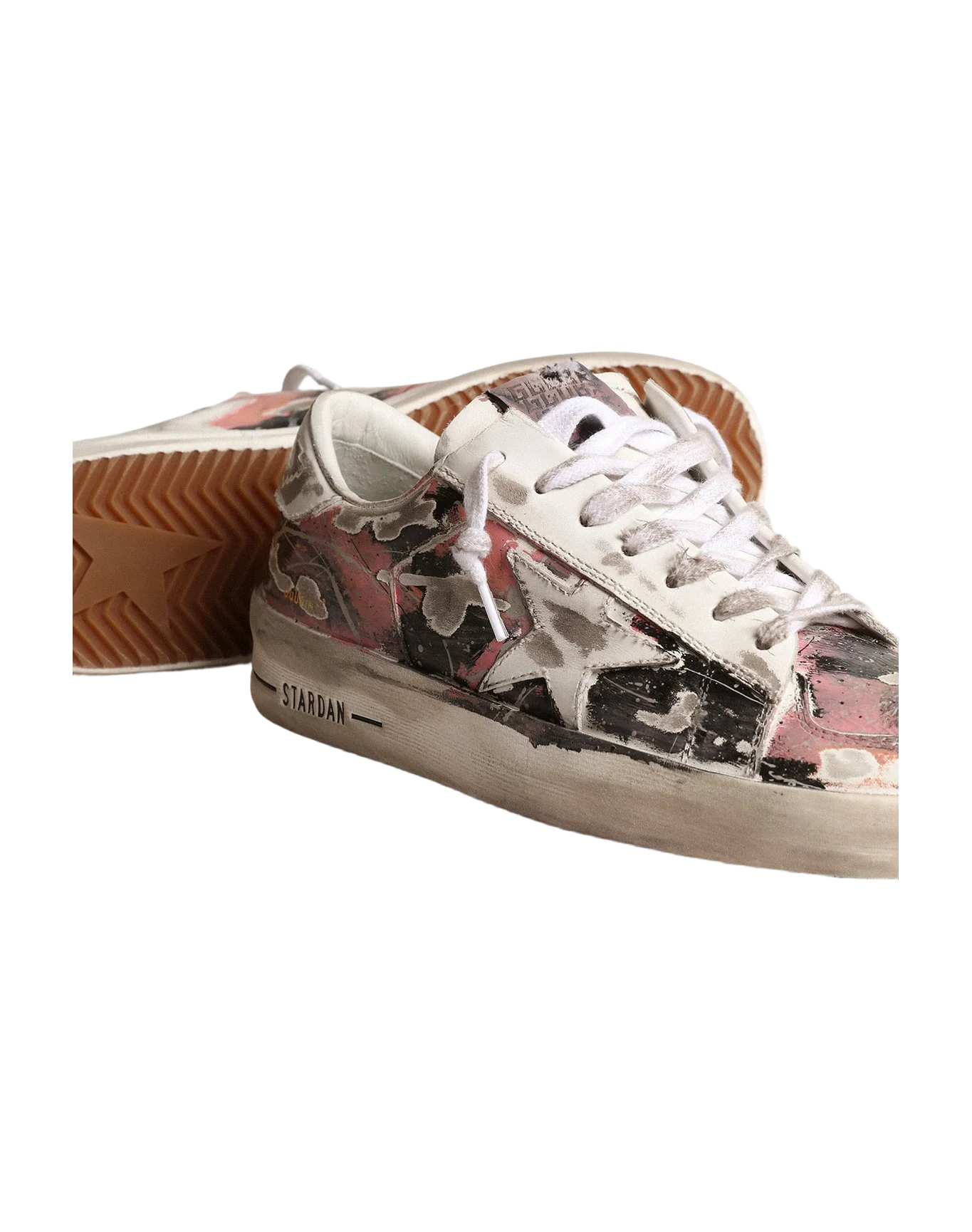 Women | Stardan Lab Leather with All-Over Paint Splatters | Pink x Black x Cream Over Painted - Image 2