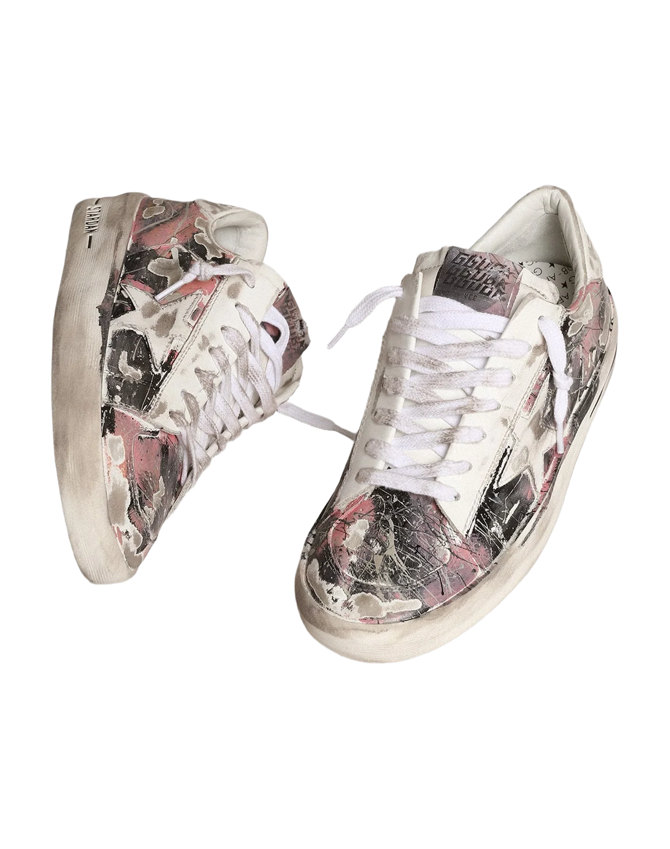 Women | Stardan Lab Leather with All-Over Paint Splatters | Pink x Black x Cream Over Painted - Image 3