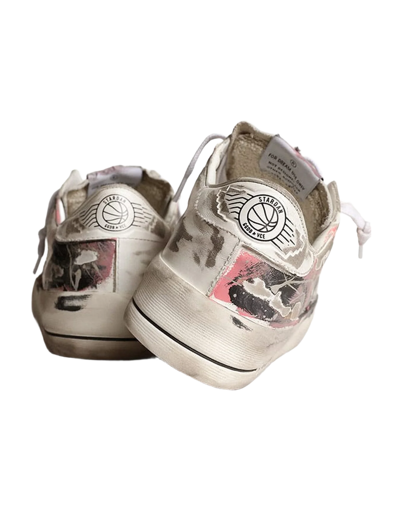 Women | Stardan Lab Leather with All-Over Paint Splatters | Pink x Black x Cream Over Painted - Image 7