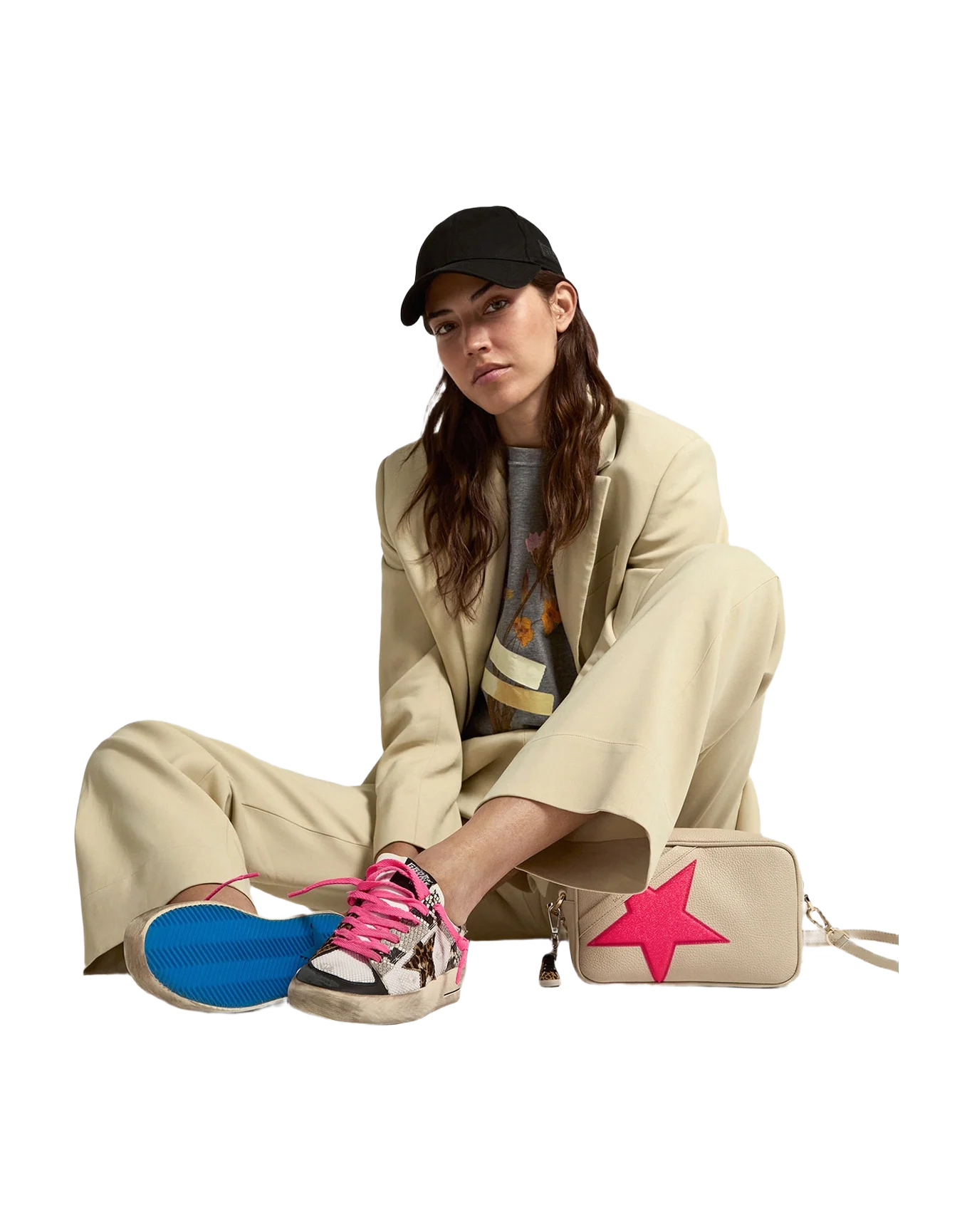 Women | Stardan Lab Sneakers with Leather Upper & Leopard-Print Pony Skin Star | Grey Black x White x Black x Beige Brown Black x Silver - Image 4