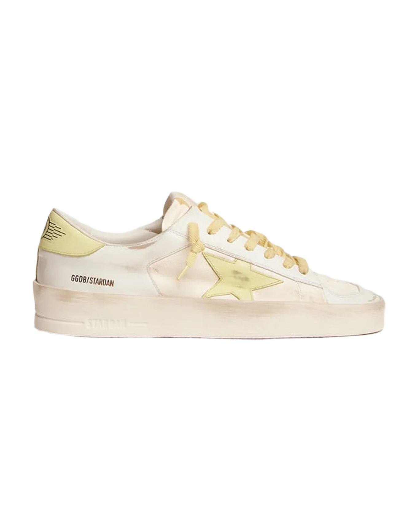 Women | Stardan Milk-White Nappa with Yellow Leather Star & Heel Tab | White x Light Yellow - Image 3