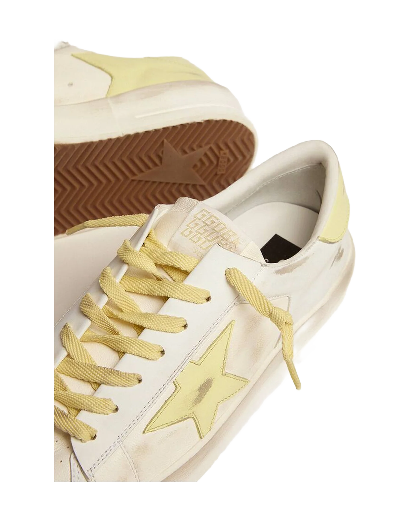 Women | Stardan Milk-White Nappa with Yellow Leather Star & Heel Tab | White x Light Yellow - Image 4