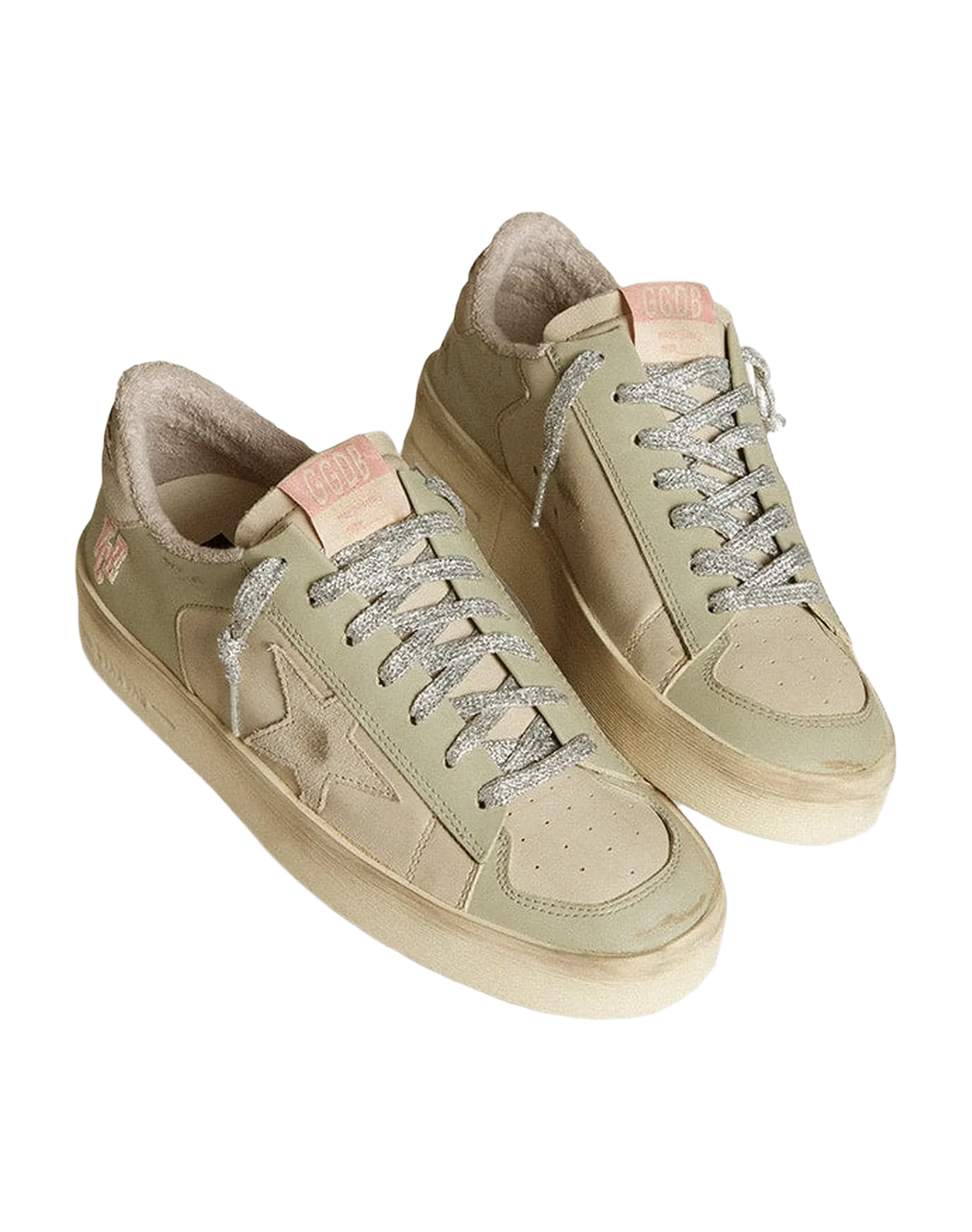 Women | Stardan Nappa & Leather with Suede Star & Heel Tab | Beige x Light Green - Image 3