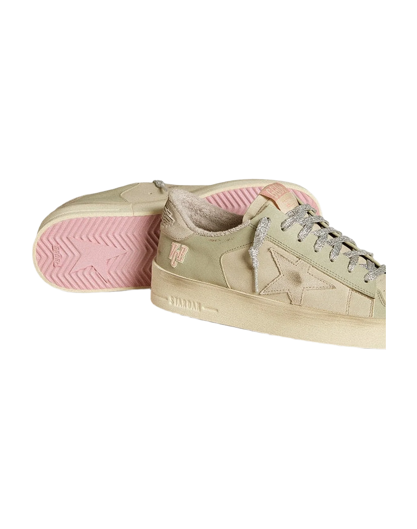 Women | Stardan Nappa & Leather with Suede Star & Heel Tab | Beige x Light Green - Image 4
