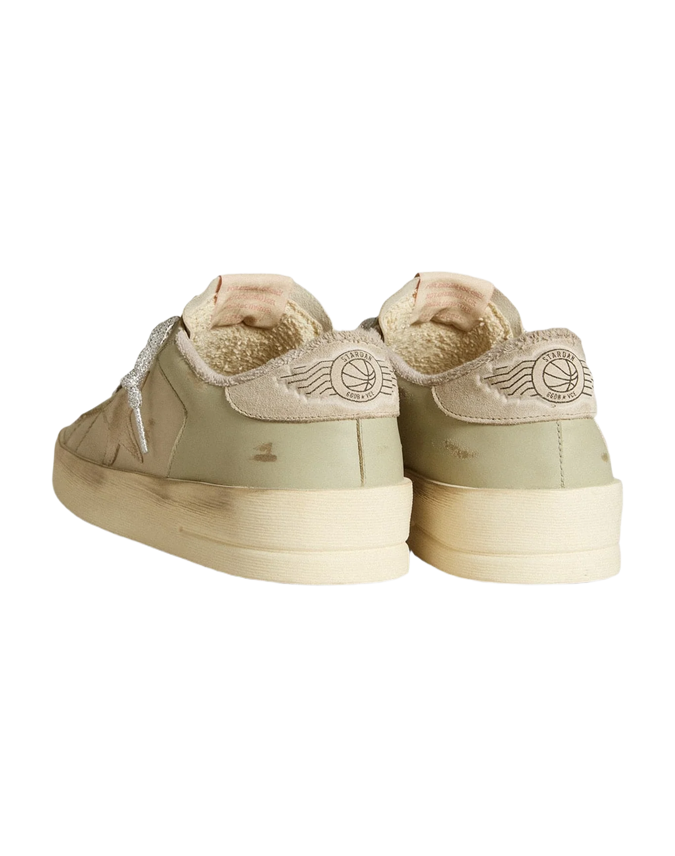 Women | Stardan Nappa & Leather with Suede Star & Heel Tab | Beige x Light Green - Image 5