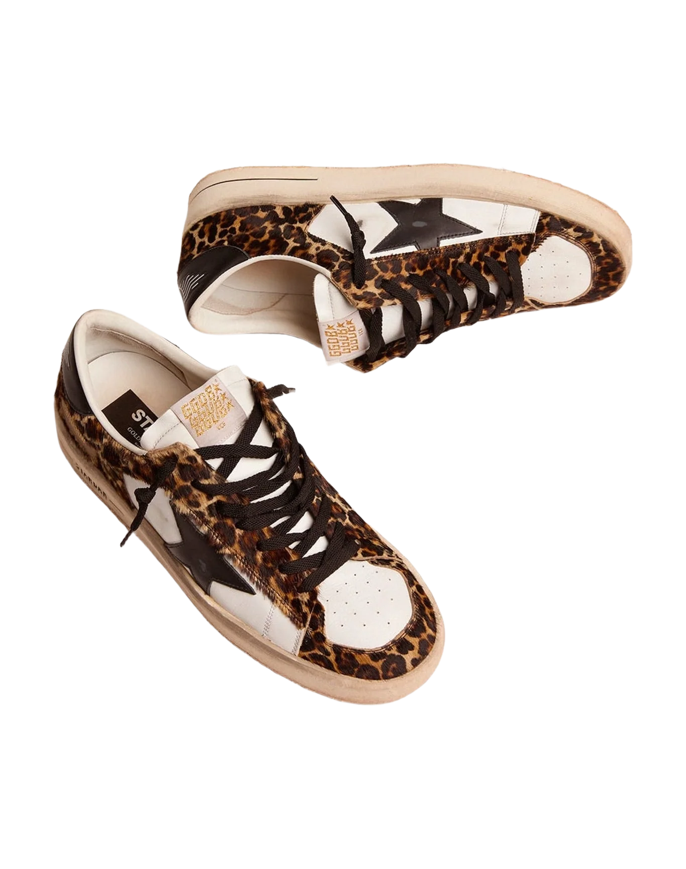 Women | Stardan Sneakers Leopard-Print Pony Skin & Black Star | Beige Brown Leo x White x Black