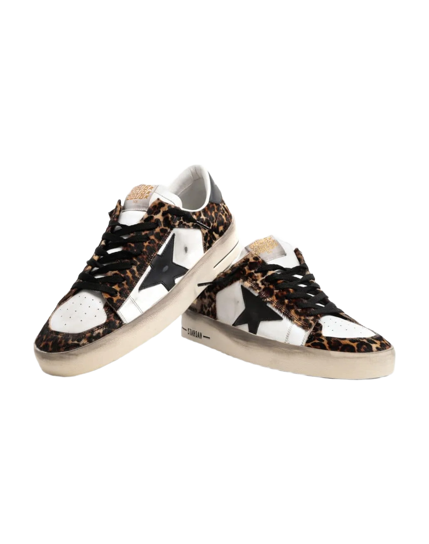 Women | Stardan Sneakers Leopard-Print Pony Skin & Black Star | Beige Brown Leo x White x Black - Image 2