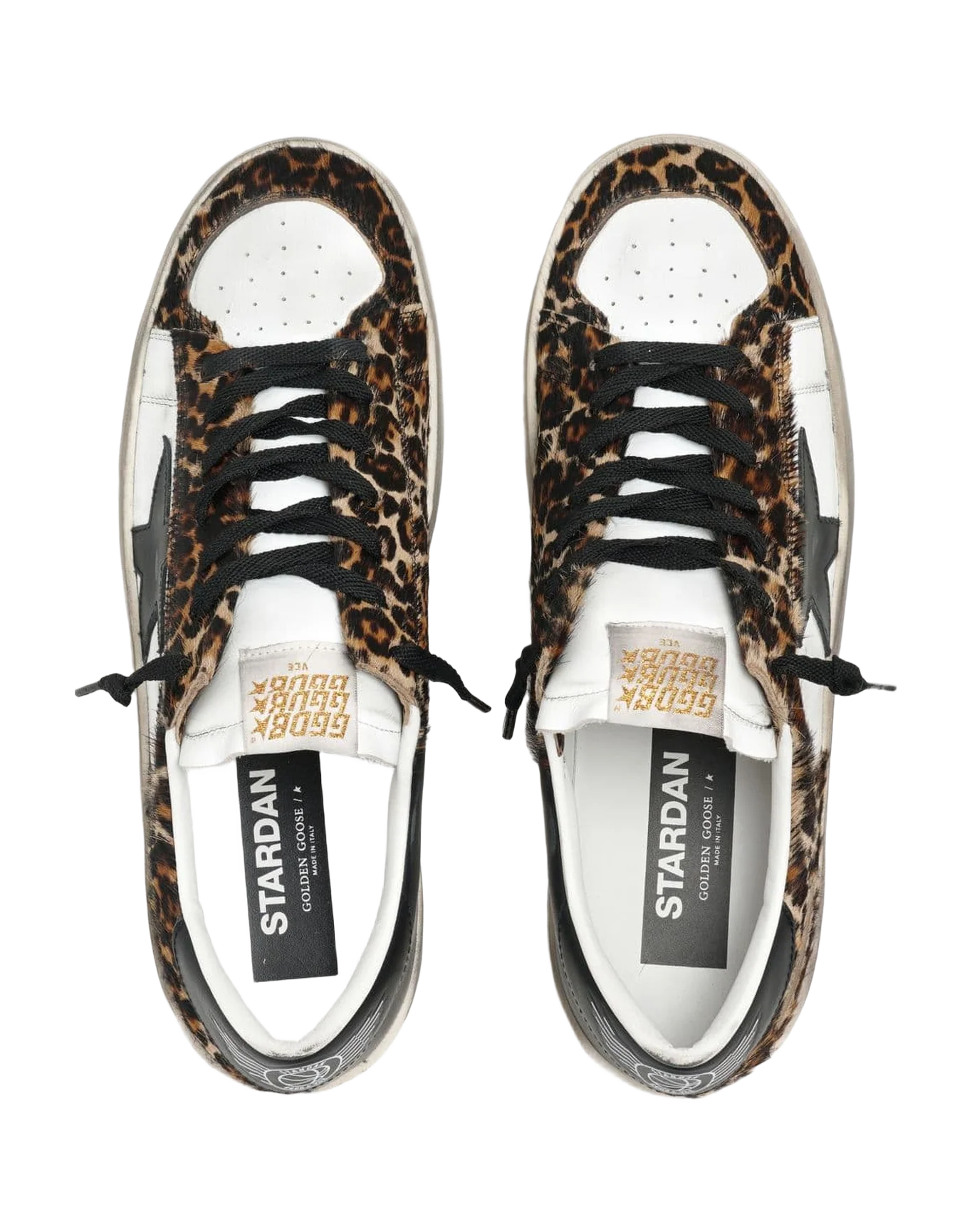 Women | Stardan Sneakers Leopard-Print Pony Skin & Black Star | Beige Brown Leo x White x Black - Image 7