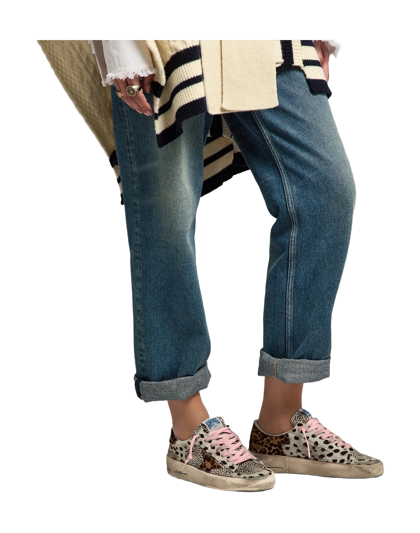Women | Stardan Sneakers Polka-Dot Pony Skin with Leopard-Print Pony Skin Star | Black White x Beige Brown Leo - Image 9