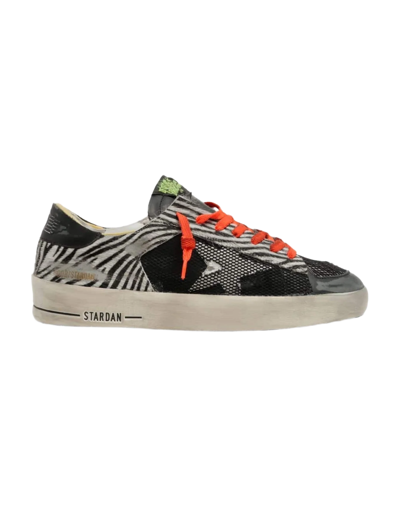 Women | Stardan Sneakers Zebra Pony Skin & Black Mesh | Black x Black White x White
