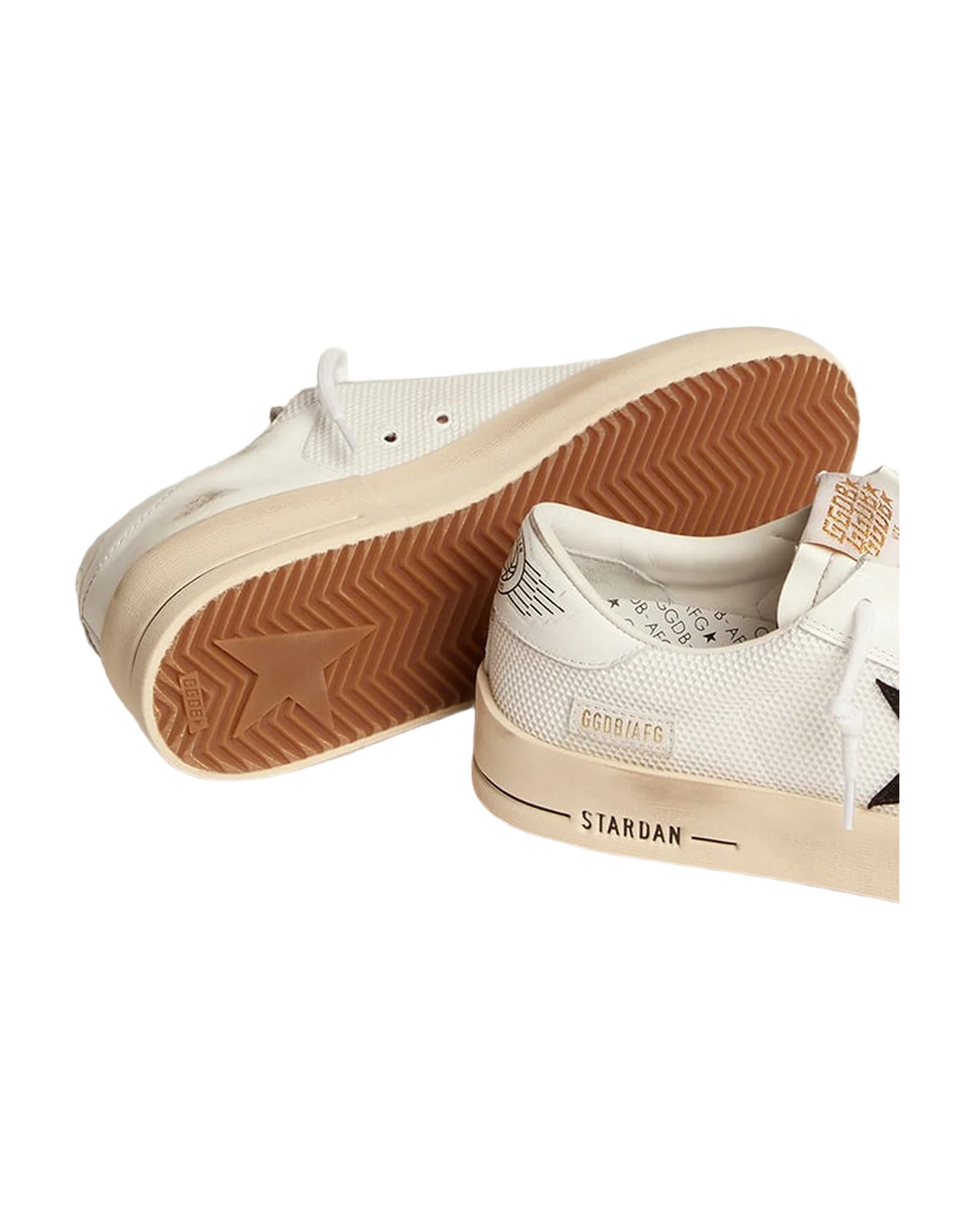 Women | Stardan with White Leather & Mesh Inserts & Black Suede Star | White x Black - Image 2
