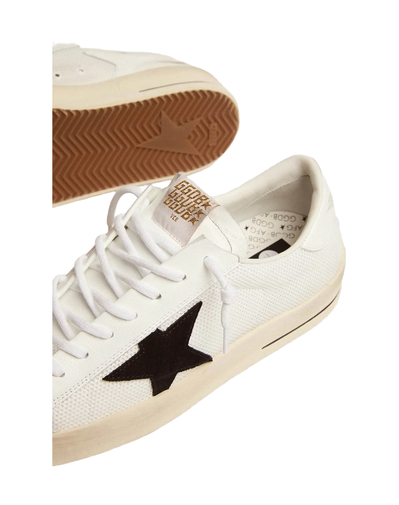 Women | Stardan with White Leather & Mesh Inserts & Black Suede Star | White x Black - Image 6