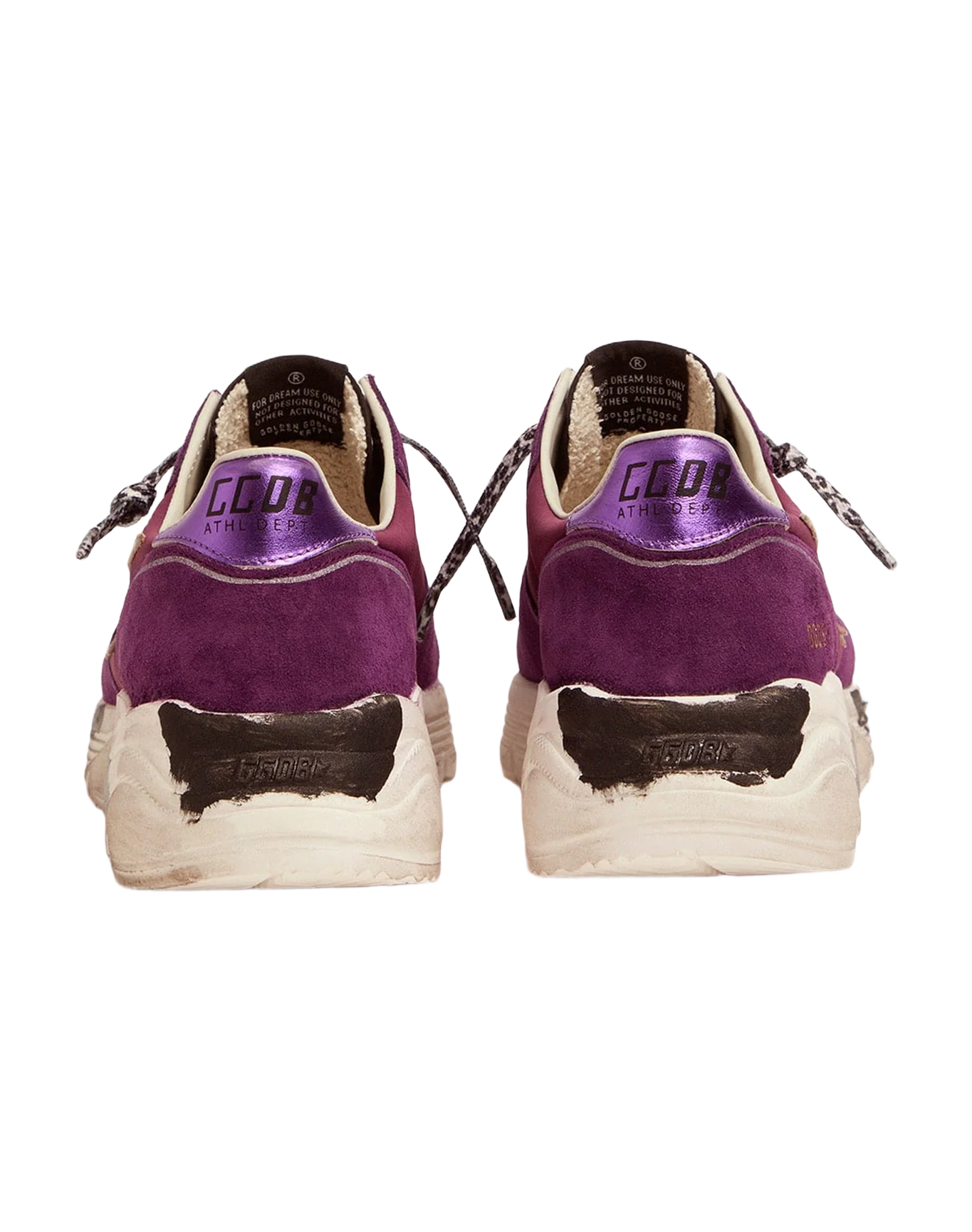 Women | Suede, Leather & Mesh Running Sole Sneakers with Metallic Heel Tab | Purple x Silver - Image 5
