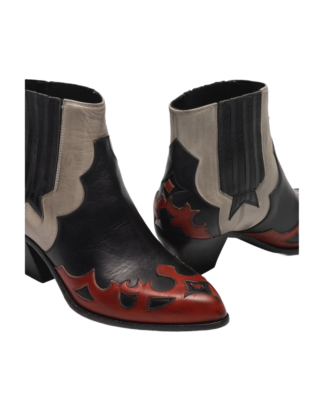 Women | Sunset Flowers Ankle Boots Leather with Decoration On The Upper