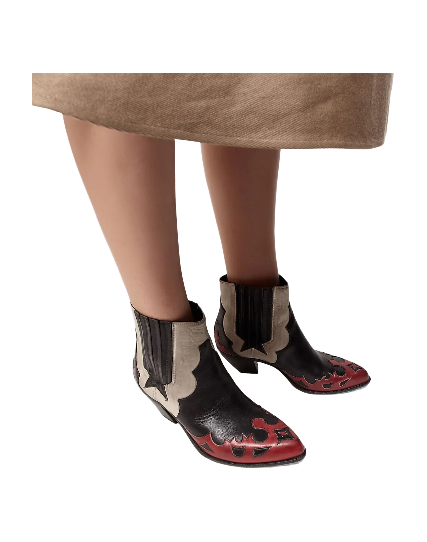 Women | Sunset Flowers Ankle Boots Leather with Decoration On The Upper - Image 5