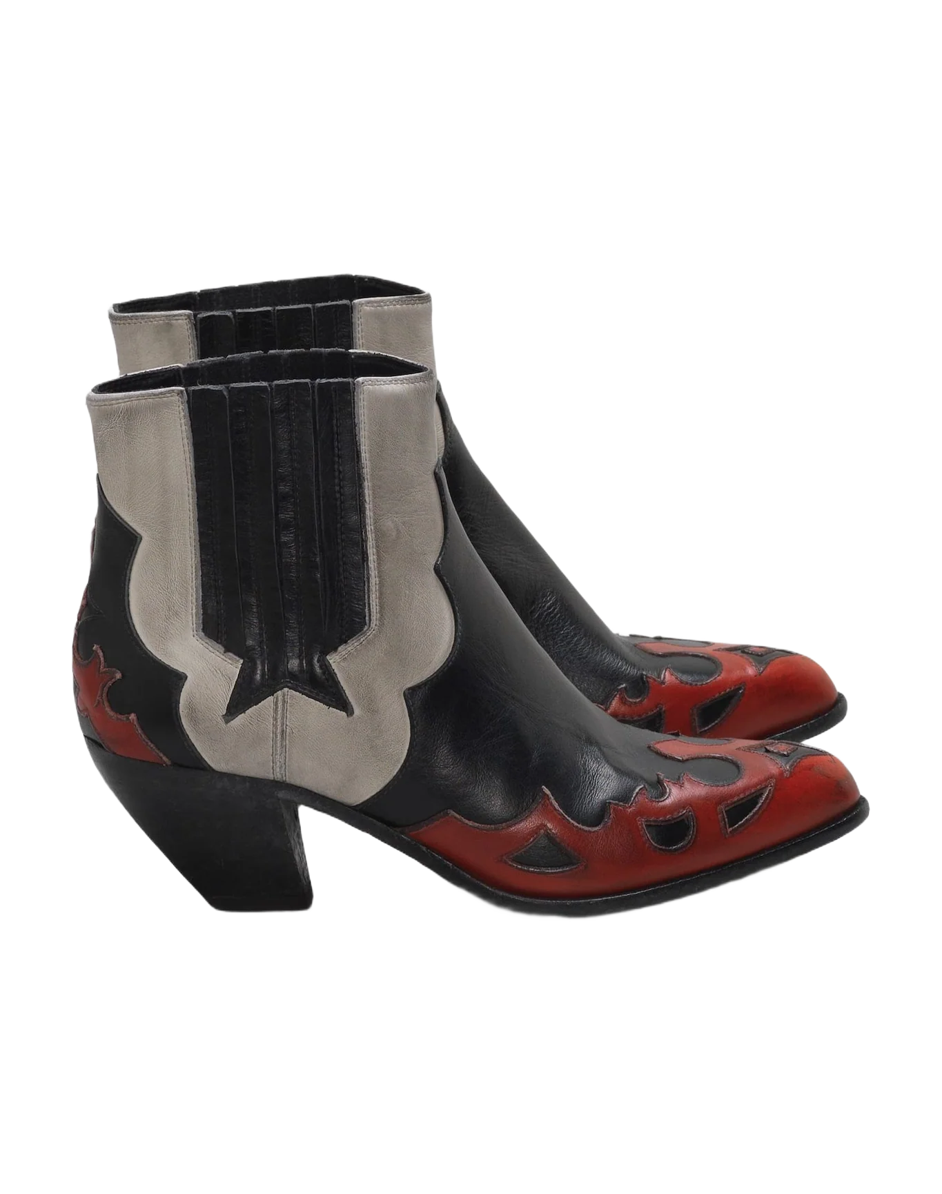 Women | Sunset Flowers Ankle Boots Leather with Decoration On The Upper - Image 6
