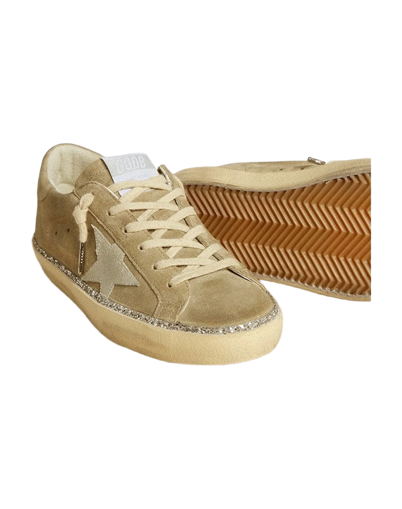 Women | Super-Star Beige Suede with Glitter Edge Around | Ice x Silver