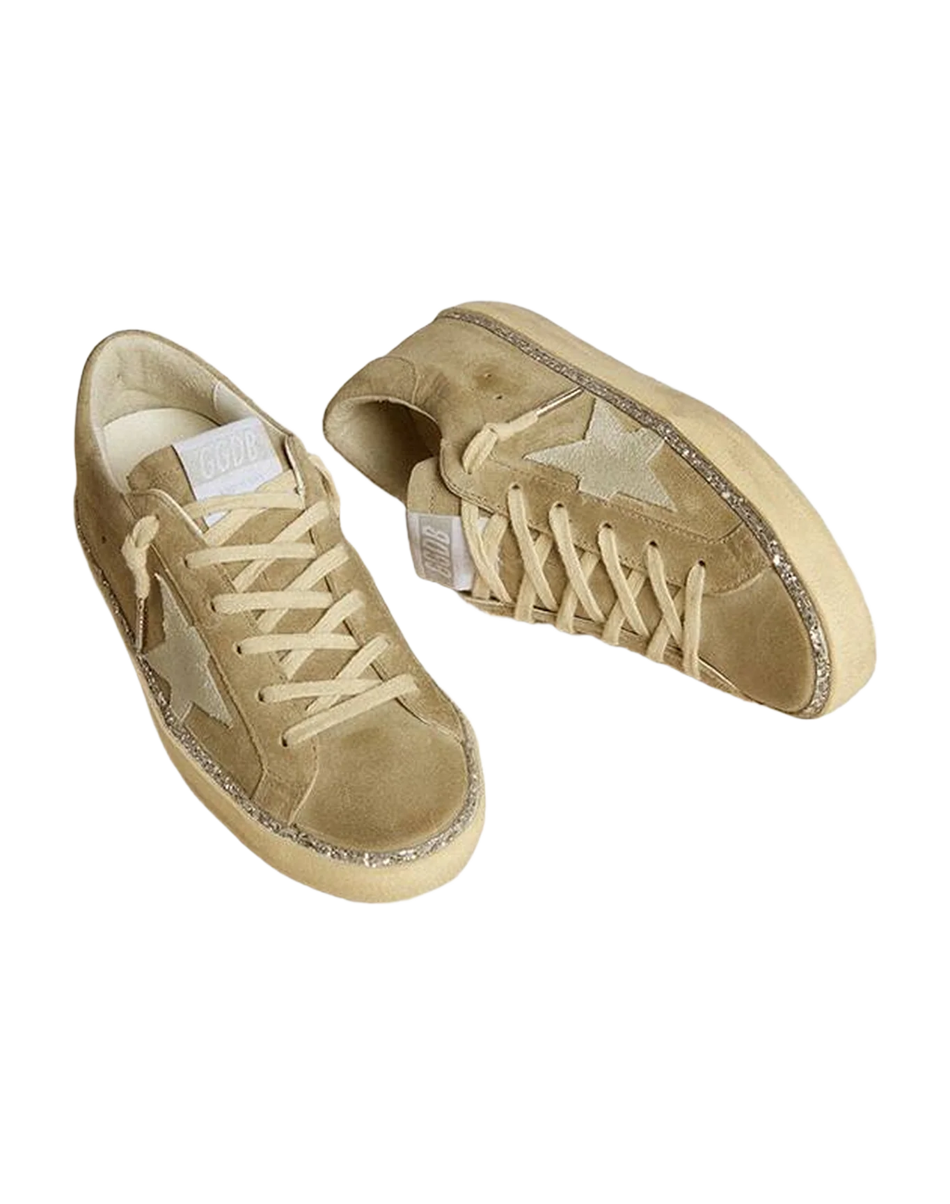 Women | Super-Star Beige Suede with Glitter Edge Around | Ice x Silver - Image 2