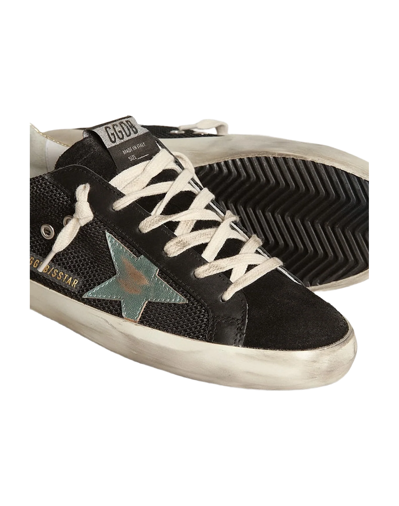 Women | Super-Star Black Mesh with Mint Leather Star & Platinum Heel Tab | Black x Mint x Platinum - Image 6