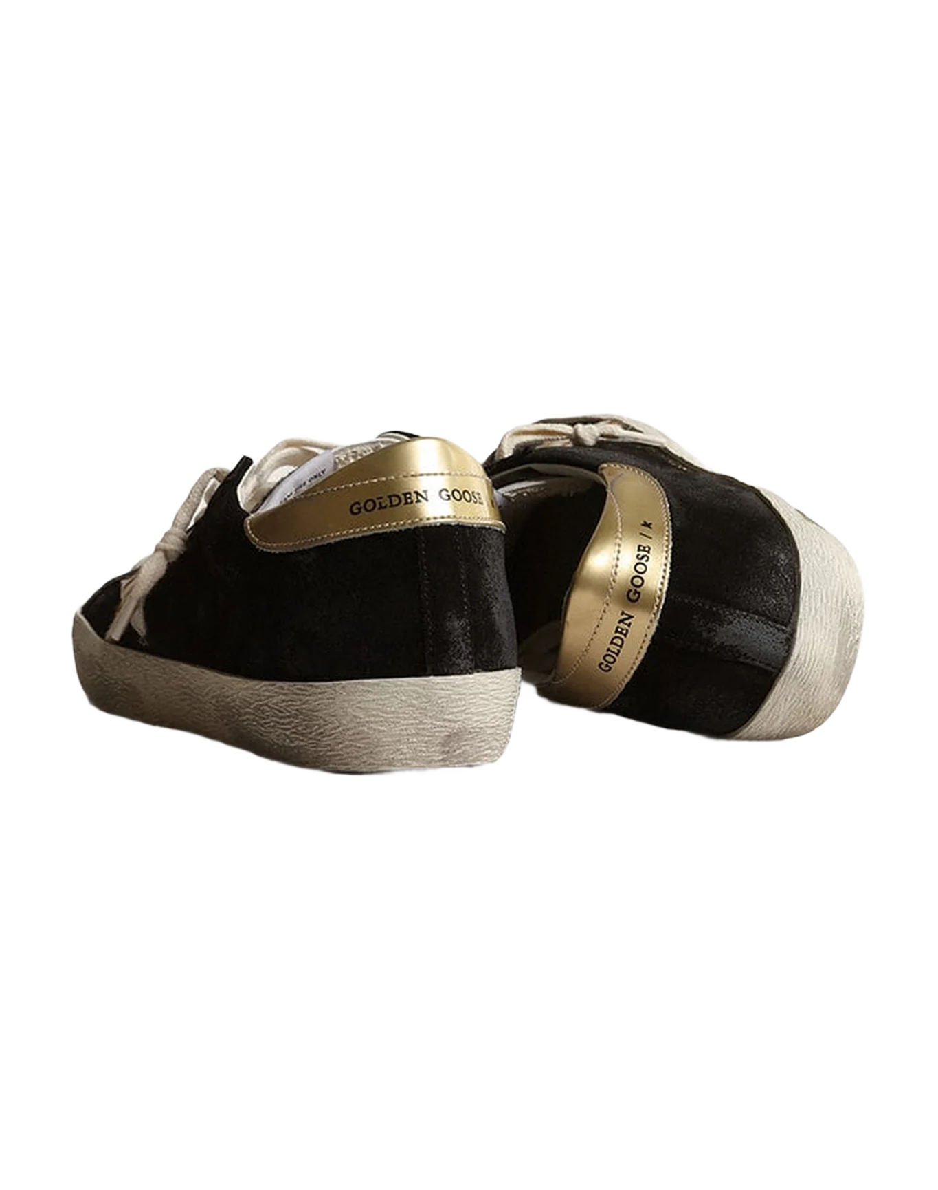 Women | Super-Star Black Suede with White/Beige Zebra Star & Gold Heel | Black x White x White Beige Zebra x Gold - Image 3