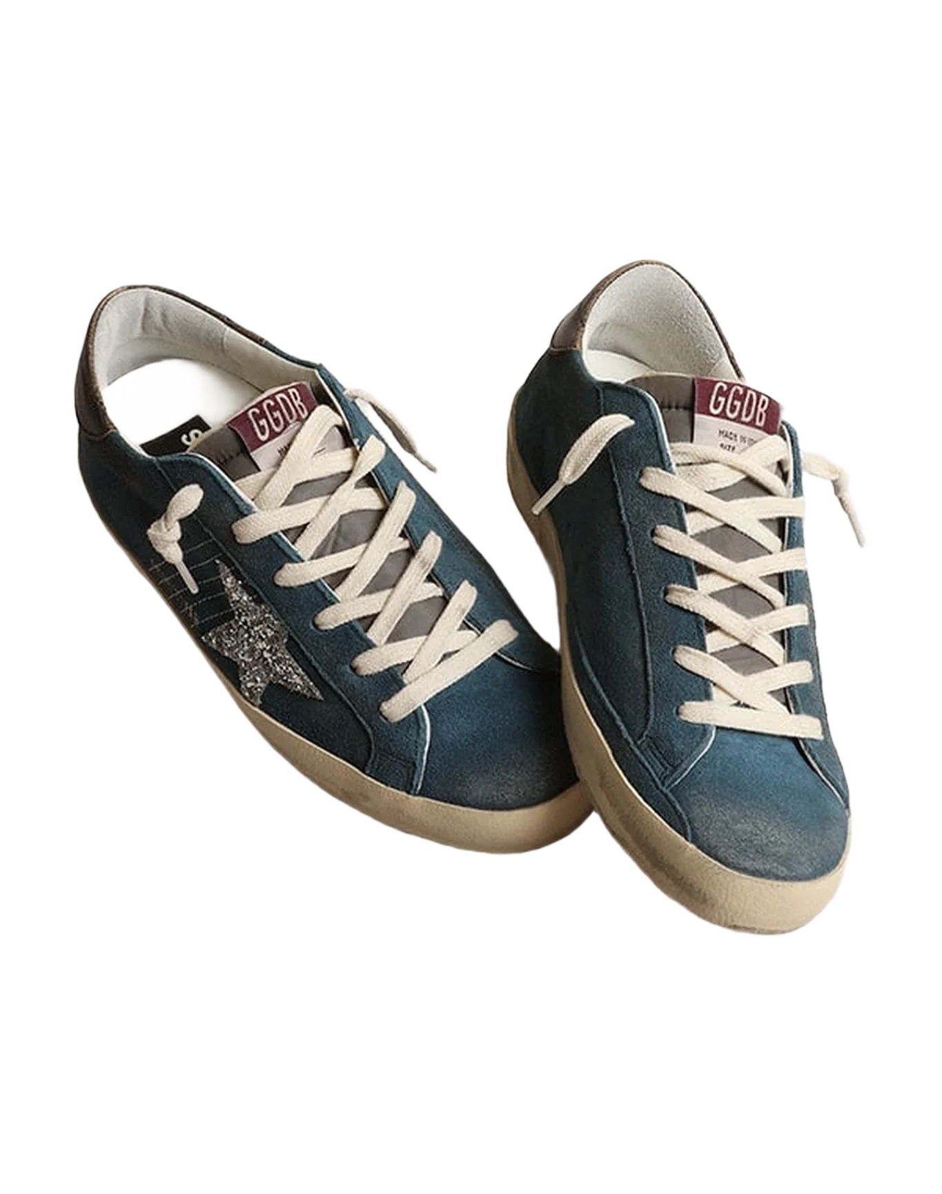 Women | Super-Star Blue Suede with Silver Glitter Star | Blue x Grey x Silver x Black - Image 4