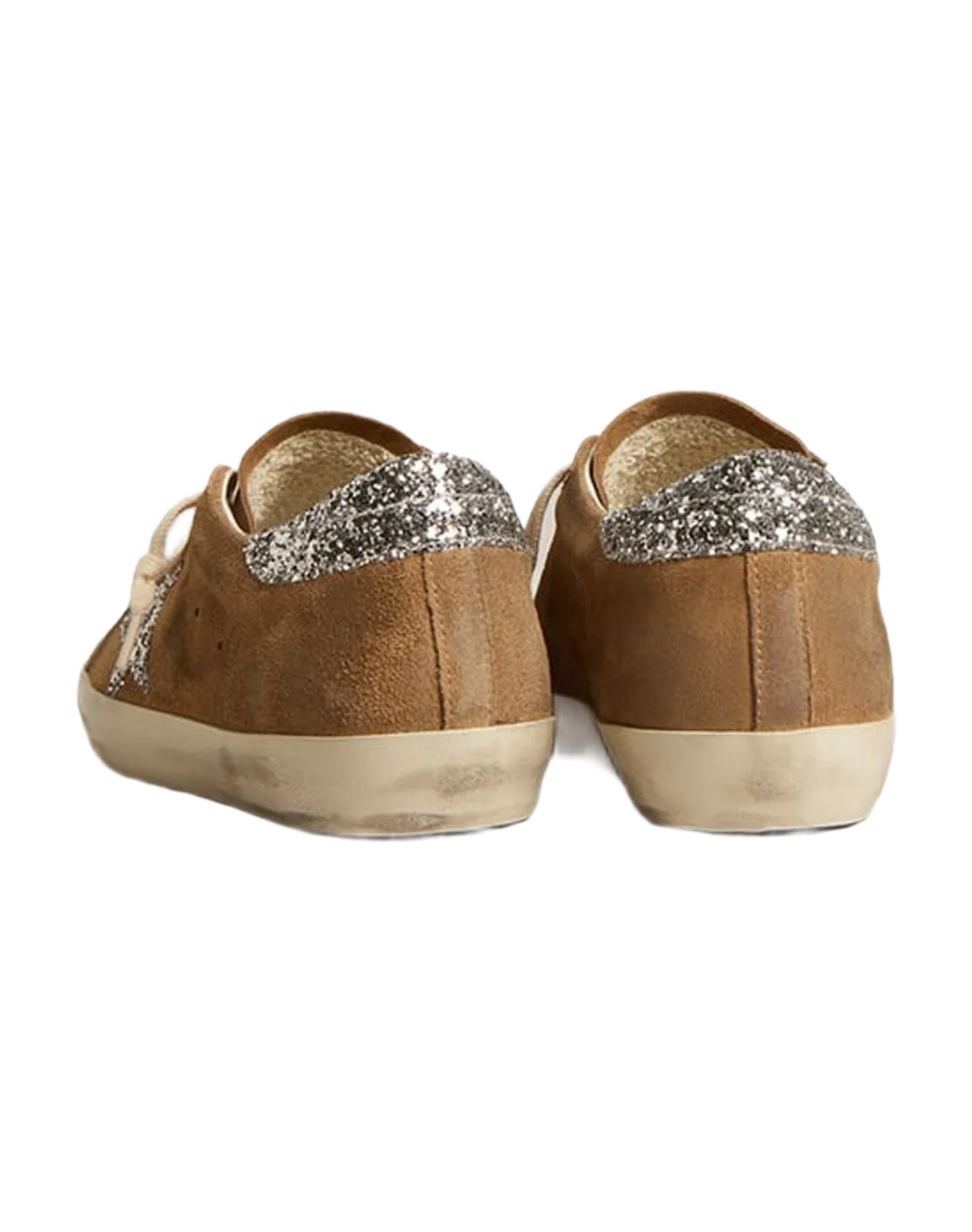 Women | Super-Star Brown Suede with Silver Glitter Star & Heel | Tabacco x Silver