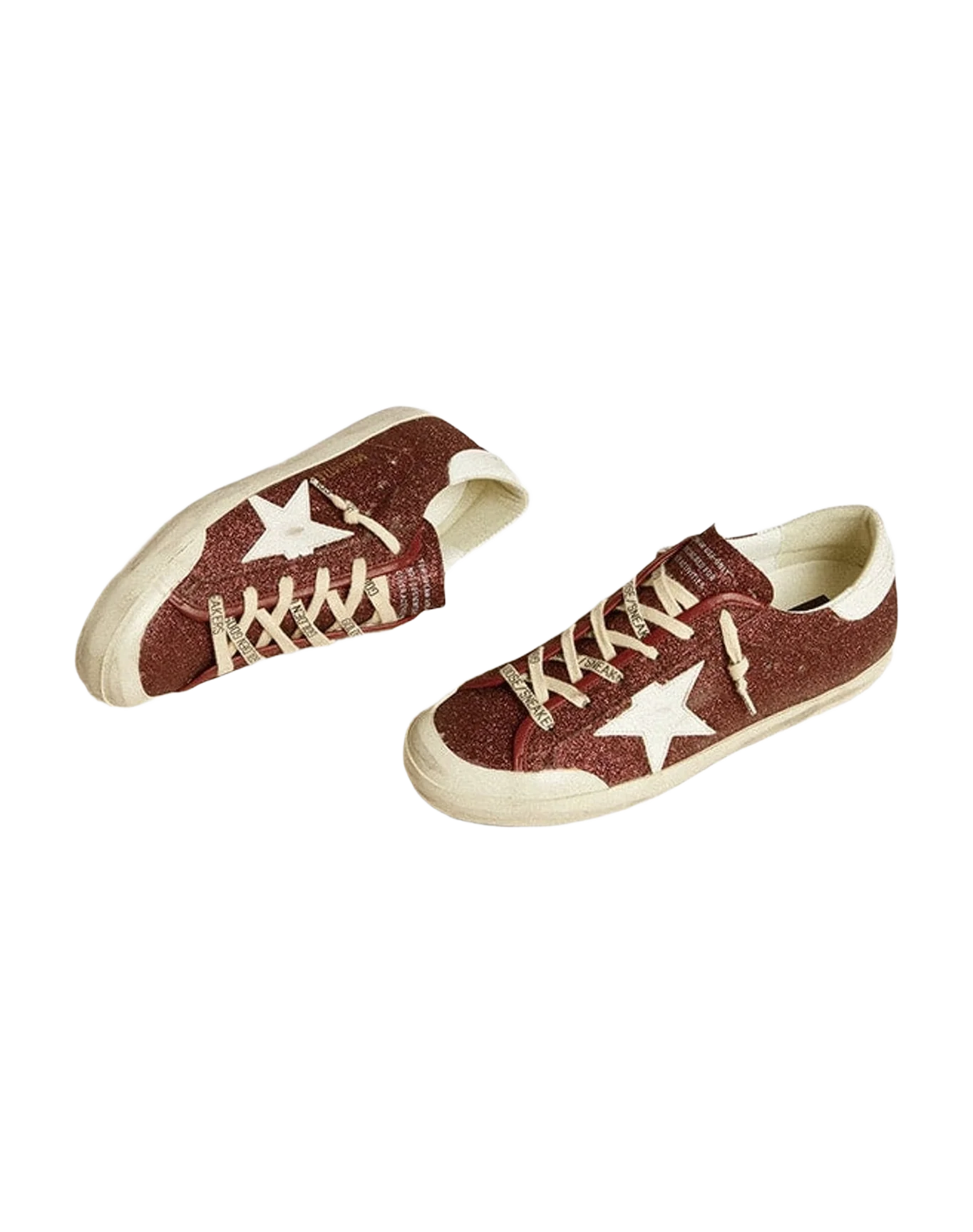 Women | Super-Star Burgundy Glitter with Star & White Heel Tab | Bordeaux x White