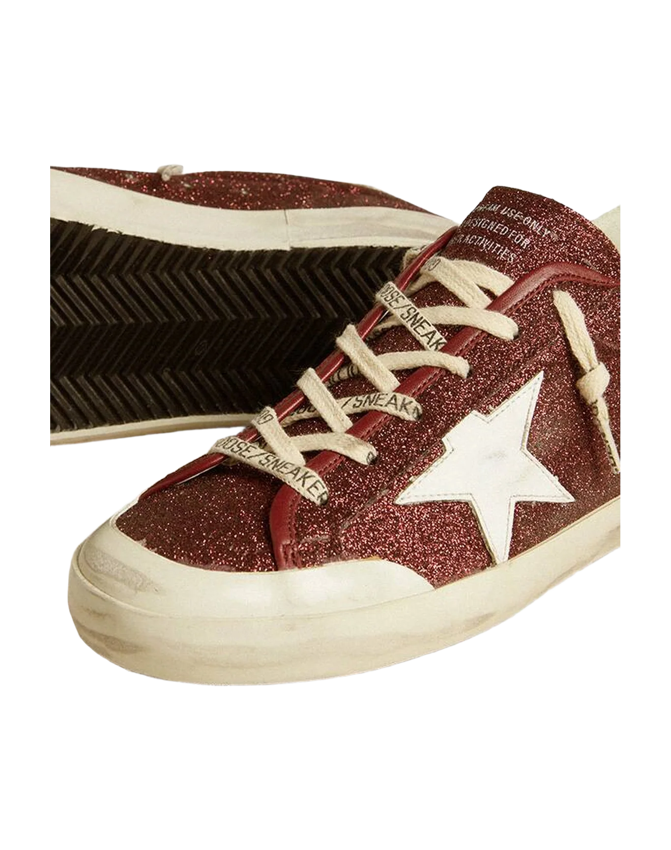 Women | Super-Star Burgundy Glitter with Star & White Heel Tab | Bordeaux x White - Image 2