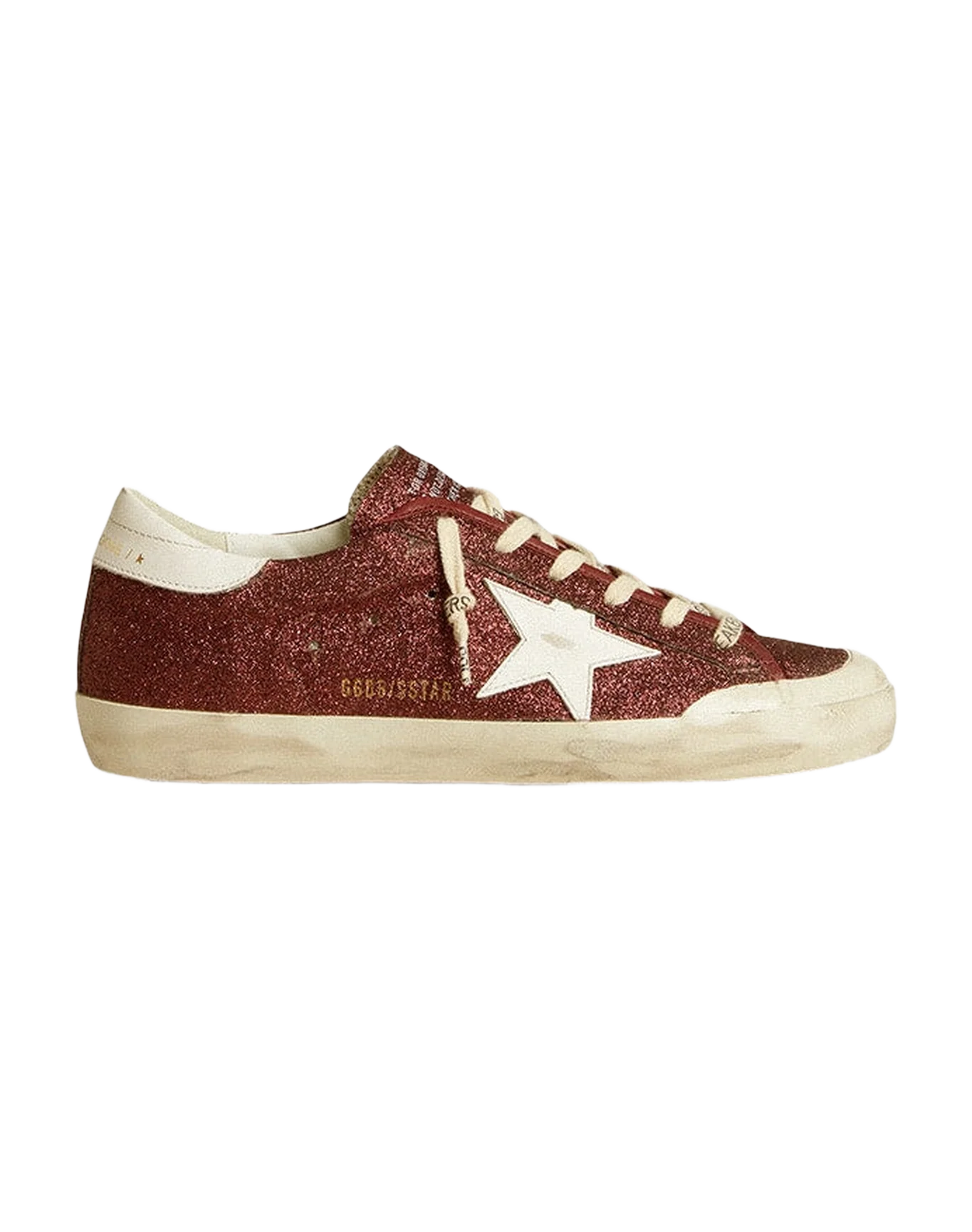 Women | Super-Star Burgundy Glitter with Star & White Heel Tab | Bordeaux x White - Image 3
