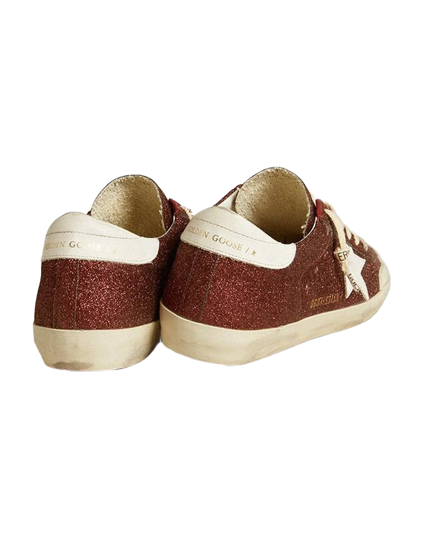 Women | Super-Star Burgundy Glitter with Star & White Heel Tab | Bordeaux x White - Image 4