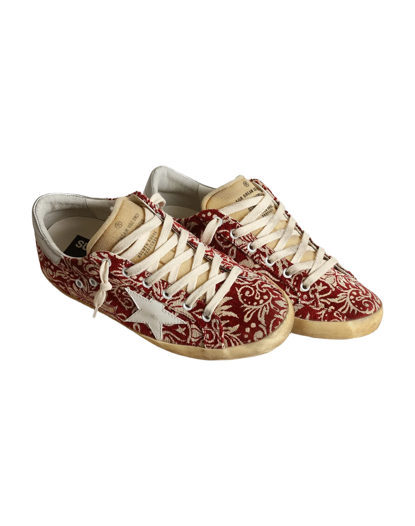 Women | Super-Star Dark Red & Ivory Jacquard Fabric | Wine Ivory Jacquard x White x Silver - Image 2