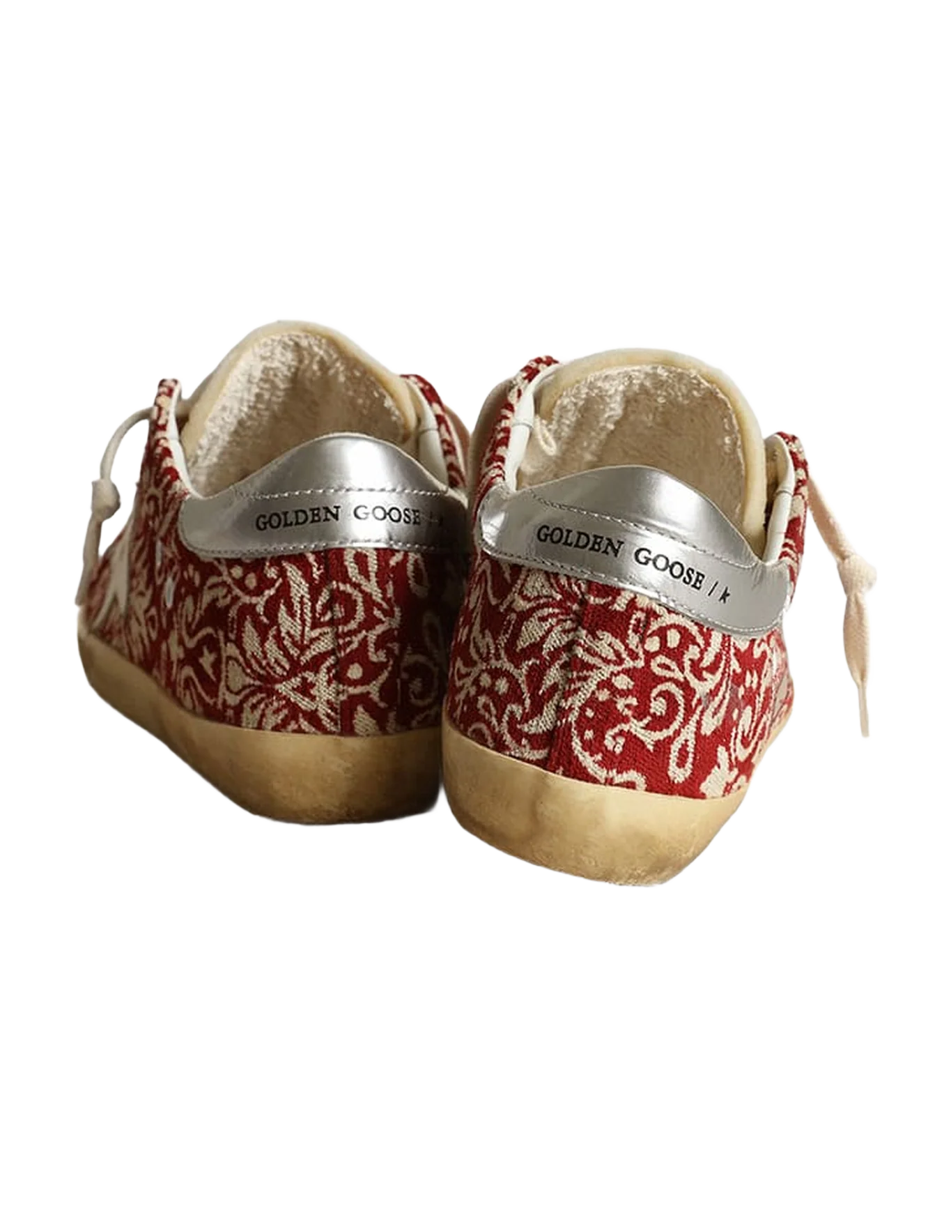 Women | Super-Star Dark Red & Ivory Jacquard Fabric | Wine Ivory Jacquard x White x Silver - Image 3