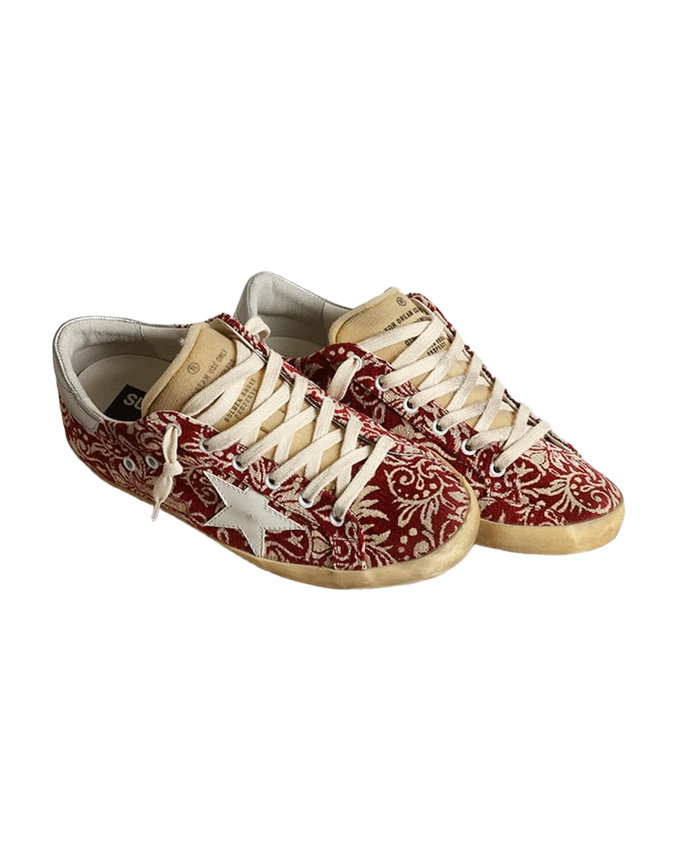 Women | Super-Star Dark Red & Ivory Jacquard Fabric | Wine Ivory Jacquard x White x Silver - Image 4