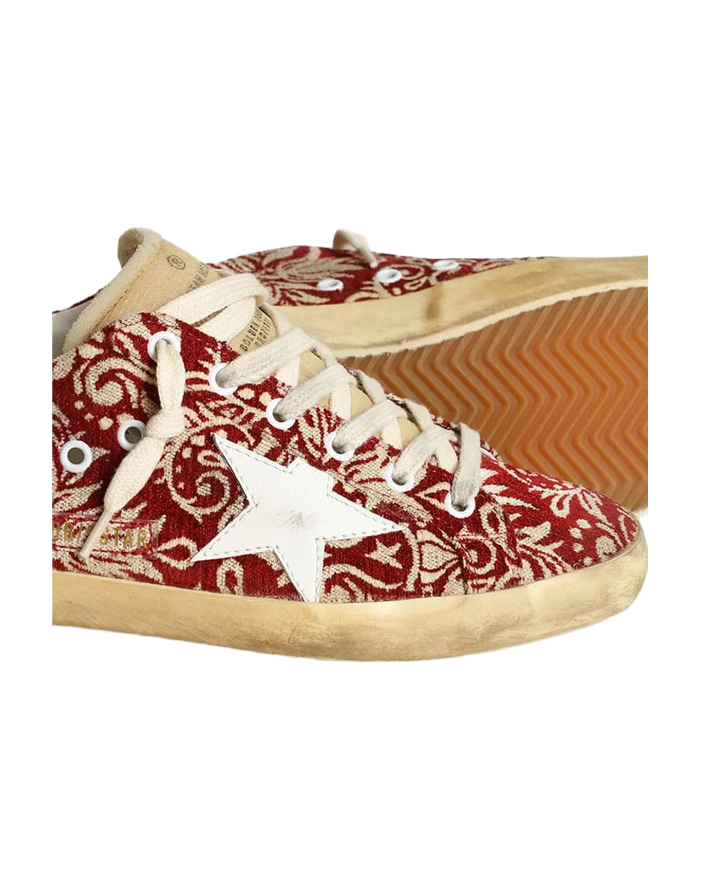 Women | Super-Star Dark Red & Ivory Jacquard Fabric | Wine Ivory Jacquard x White x Silver - Image 5