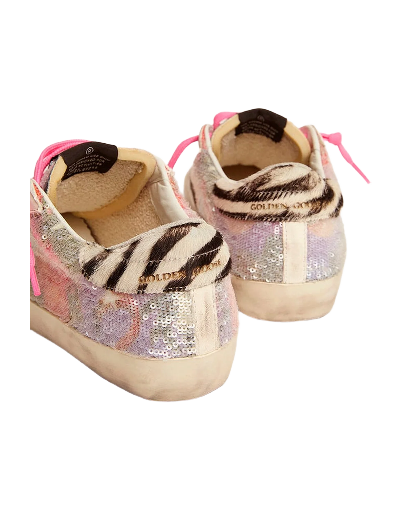 Women | Super-Star Glitter Multicolor with White Star & Zebra Heel | Multicolor x White x White Black - Image 5