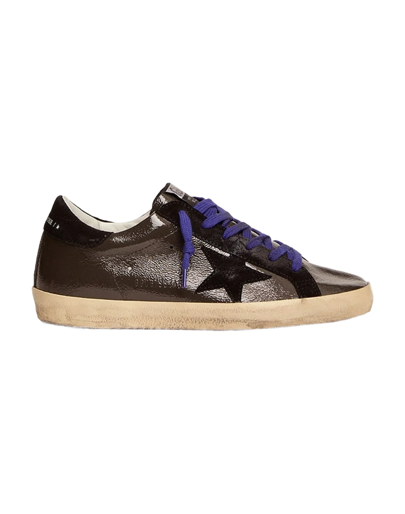Women | Super-Star Gray Painted Leather with Black Inserts | Grey x Black