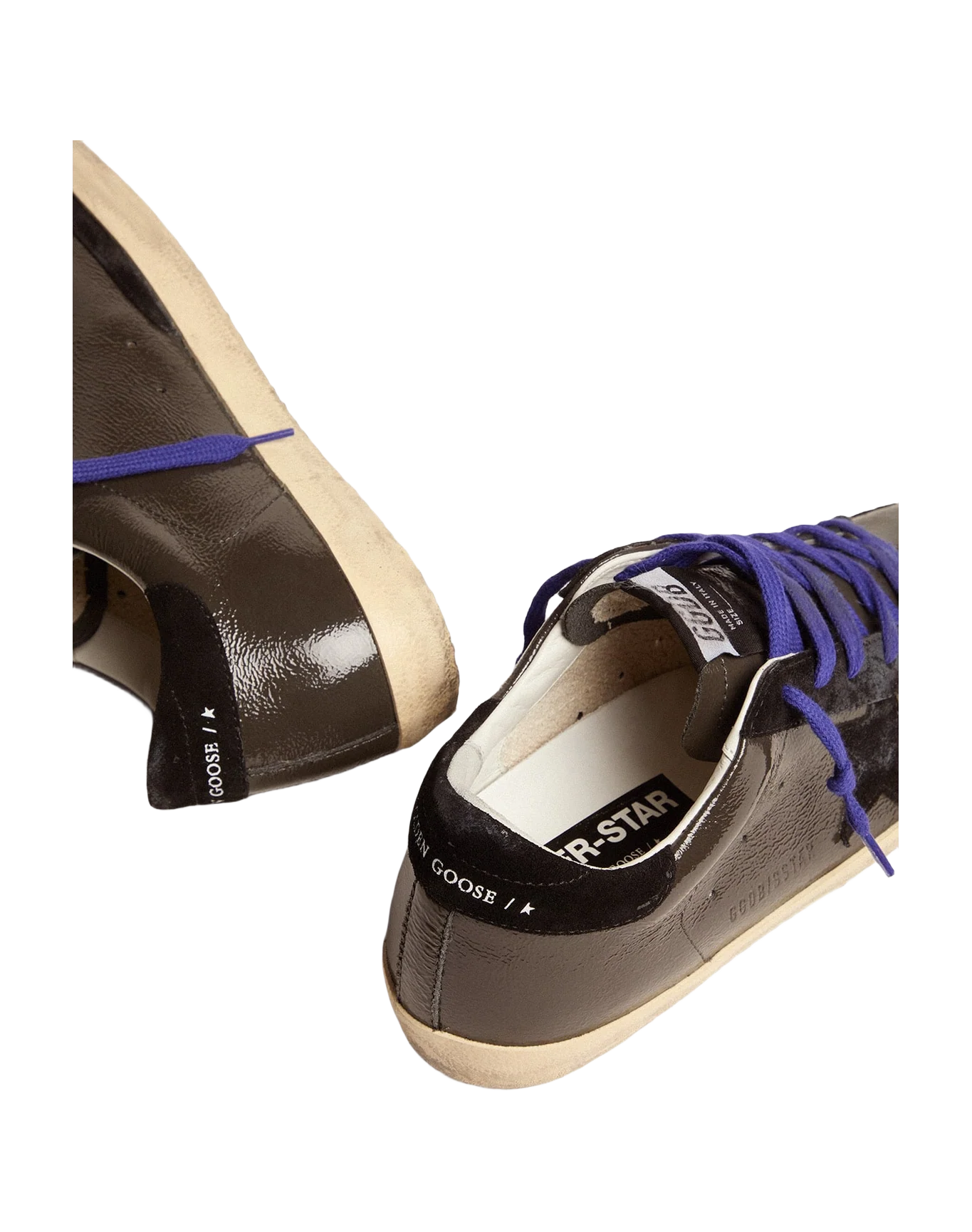 Women | Super-Star Gray Painted Leather with Black Inserts | Grey x Black - Image 5