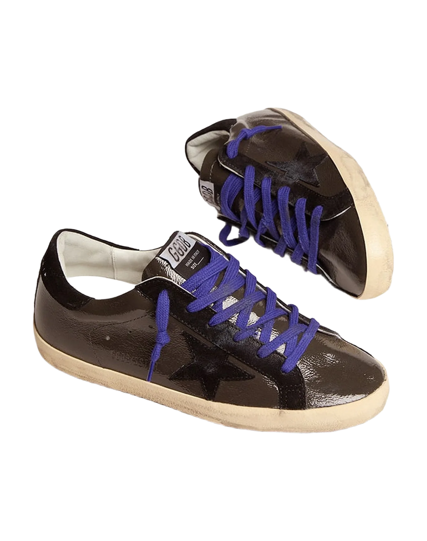 Women | Super-Star Gray Painted Leather with Black Inserts | Grey x Black - Image 8