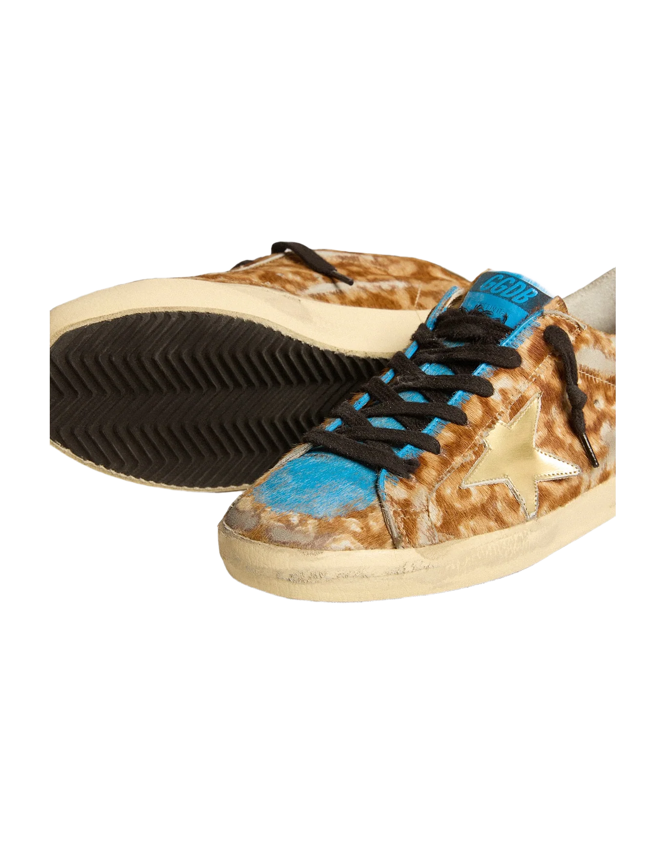 Women | Super-Star Lab Leopard Pony Skin with Gold Star & Gray Heel Tab | Leo Hazelnut x Light Grey x Gold x Grey x Blue - Image 5