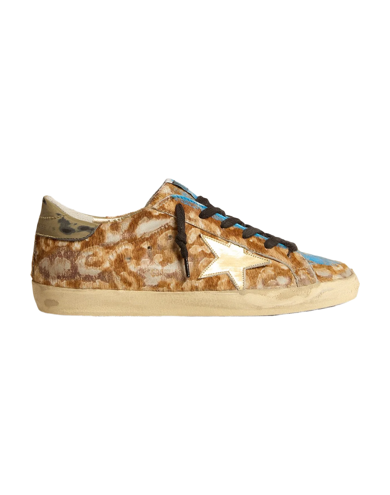 Women | Super-Star Lab Leopard Pony Skin with Gold Star & Gray Heel Tab | Leo Hazelnut x Light Grey x Gold x Grey x Blue - Image 7