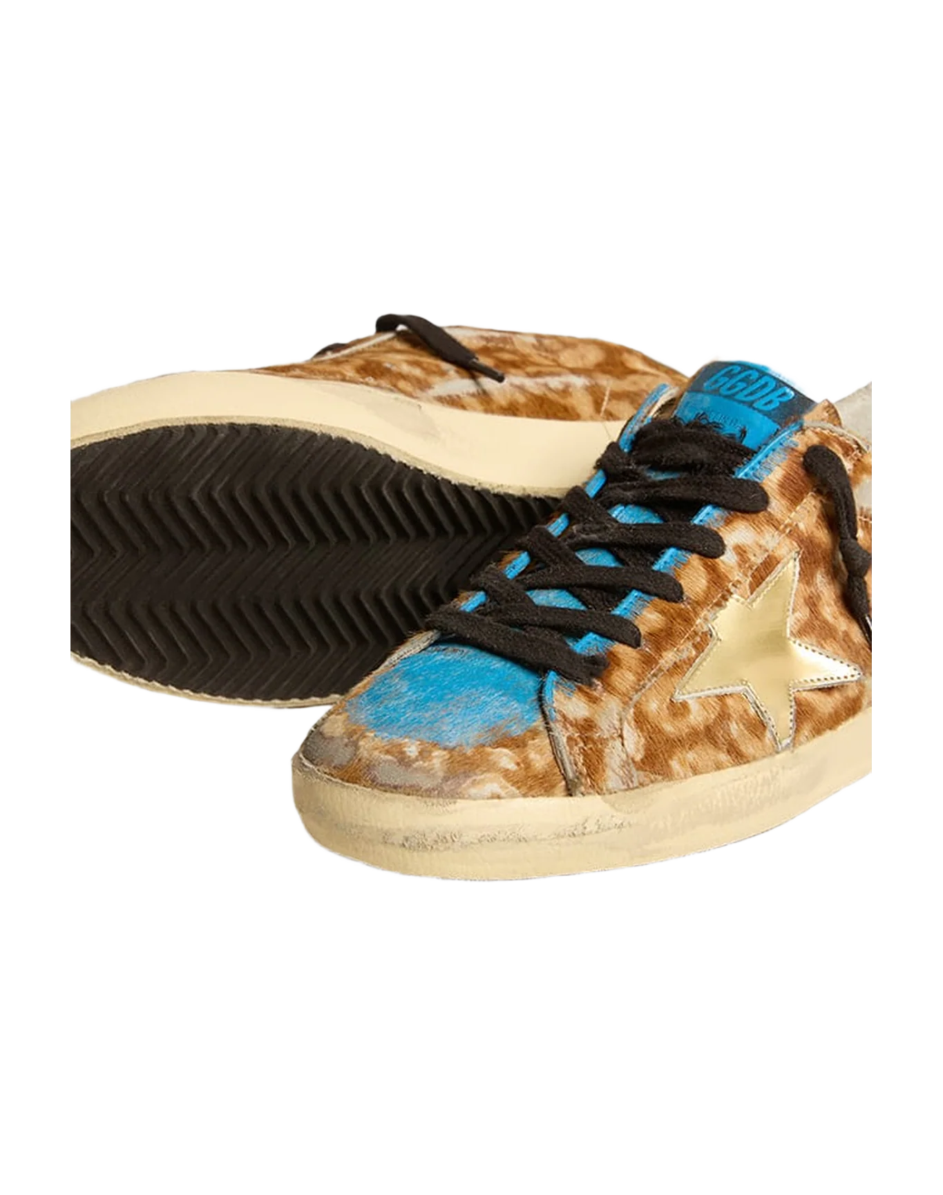 Women | Super-Star Lab Leopard Pony Skin with Gold Star & Gray Heel Tab | Leo Hazelnut x Light Grey x Gold x Grey x Blue - Image 8