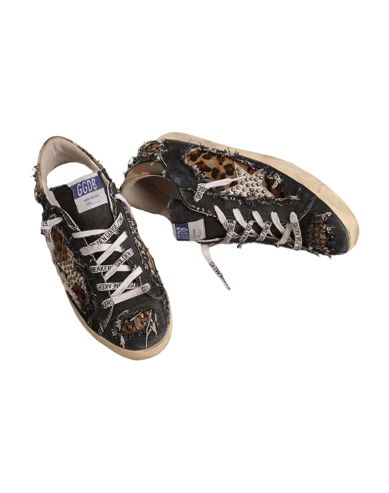 Women | Super-Star Lab Sneakers Denim & Leopard-Print Pony Skin | Blue Beige Brown Black Leo x White x Green Camou