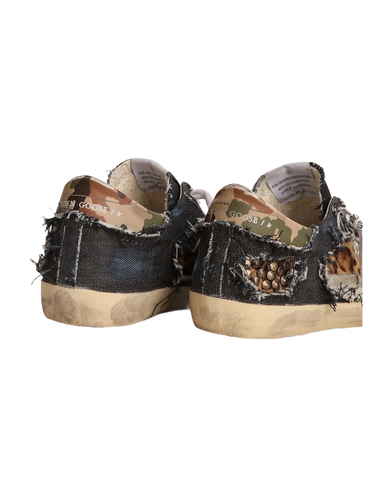 Women | Super-Star Lab Sneakers Denim & Leopard-Print Pony Skin | Blue Beige Brown Black Leo x White x Green Camou - Image 6
