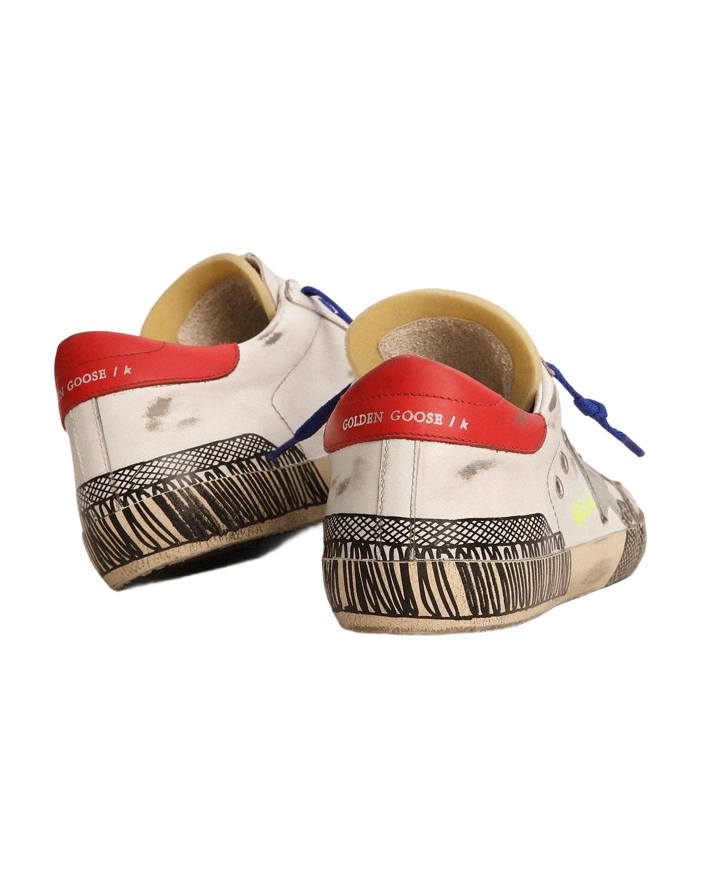Women | Super-Star Lab Sneakers White Leather & Multi-Foxing-Effect Print | White x Silver x Red x Black - Image 2
