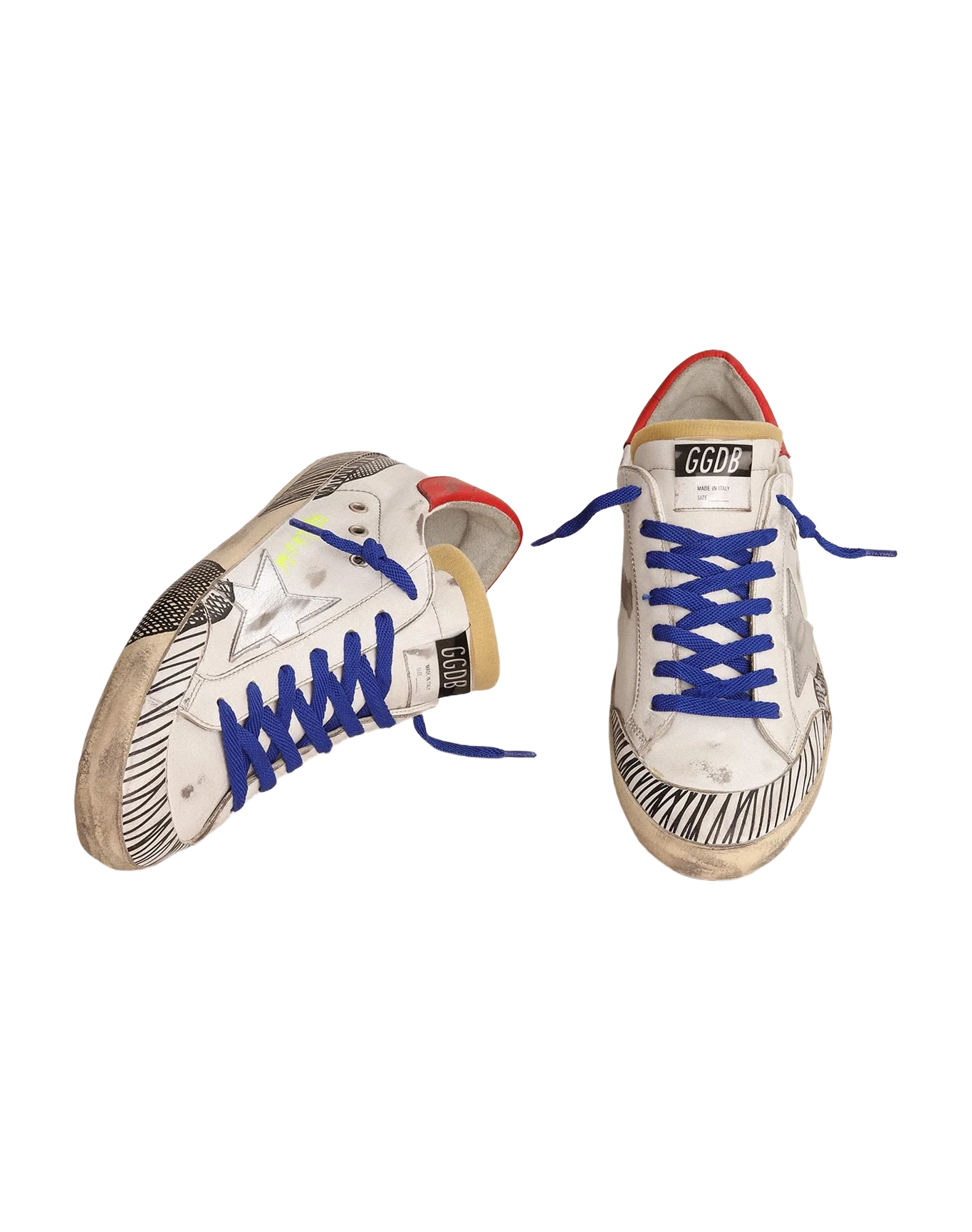 Women | Super-Star Lab Sneakers White Leather & Multi-Foxing-Effect Print | White x Silver x Red x Black - Image 3
